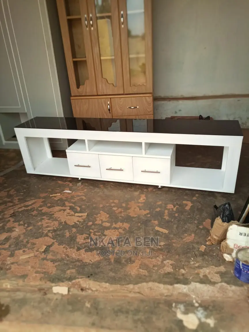 White and Black Glassed Tv Stand
