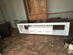 White and Black Glassed Tv Stand