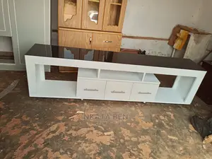 White and Black Glassed Tv Stand