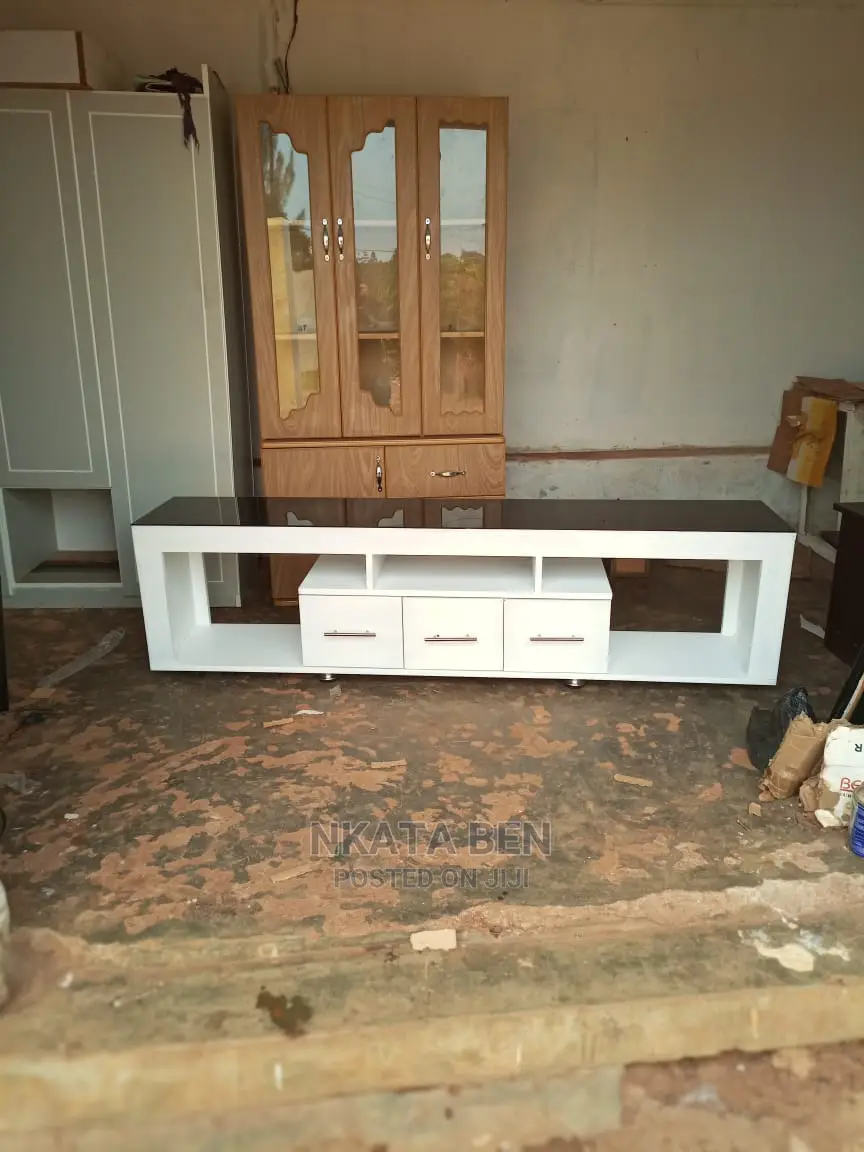 White and Black Glassed Tv Stand