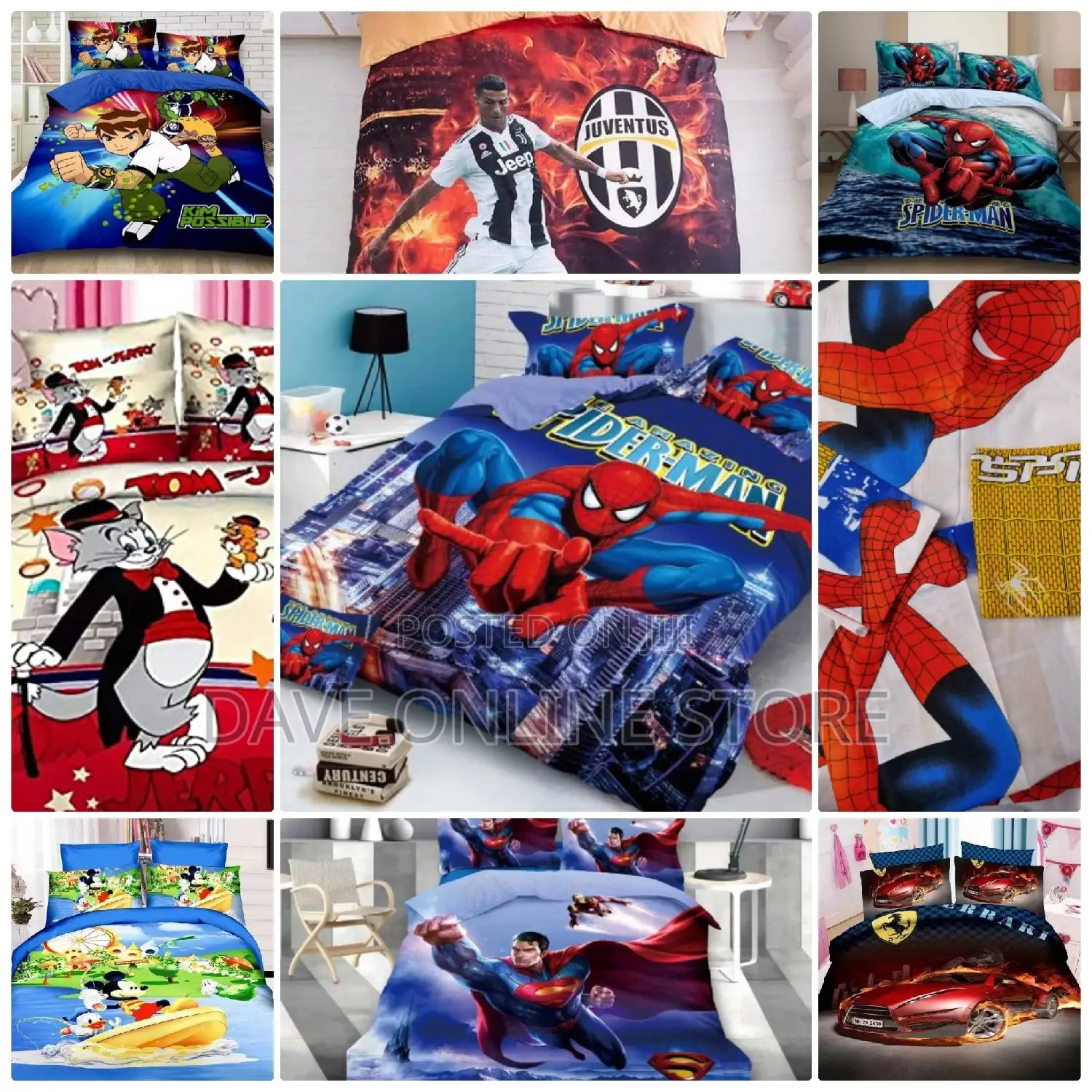 Kids Cartoon Duvets ( 1 Duvet,1 Bedsheet,1 Pillowcases
