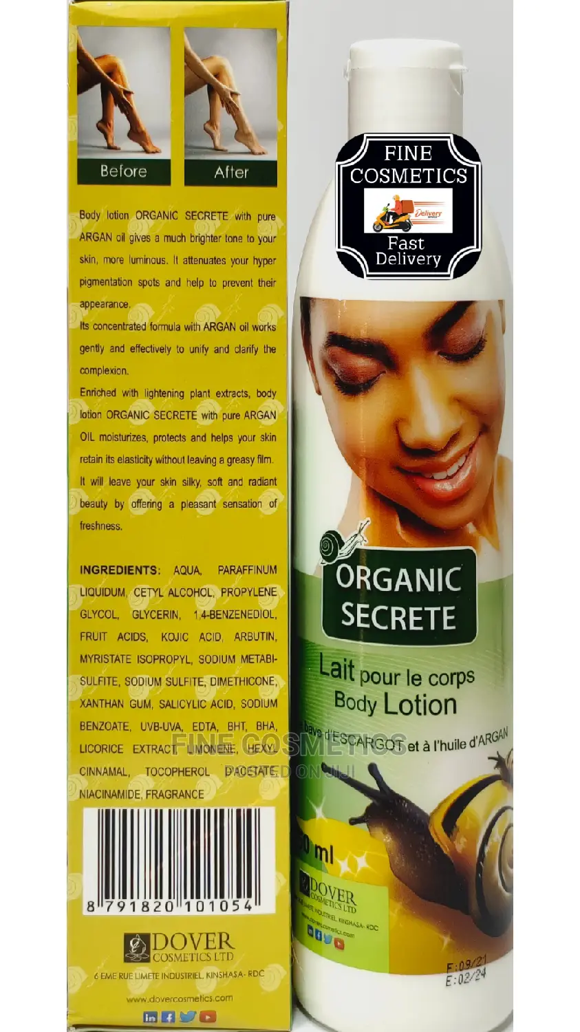Organic Secret Pure Argan Oil and Escargot Body Lotion.
