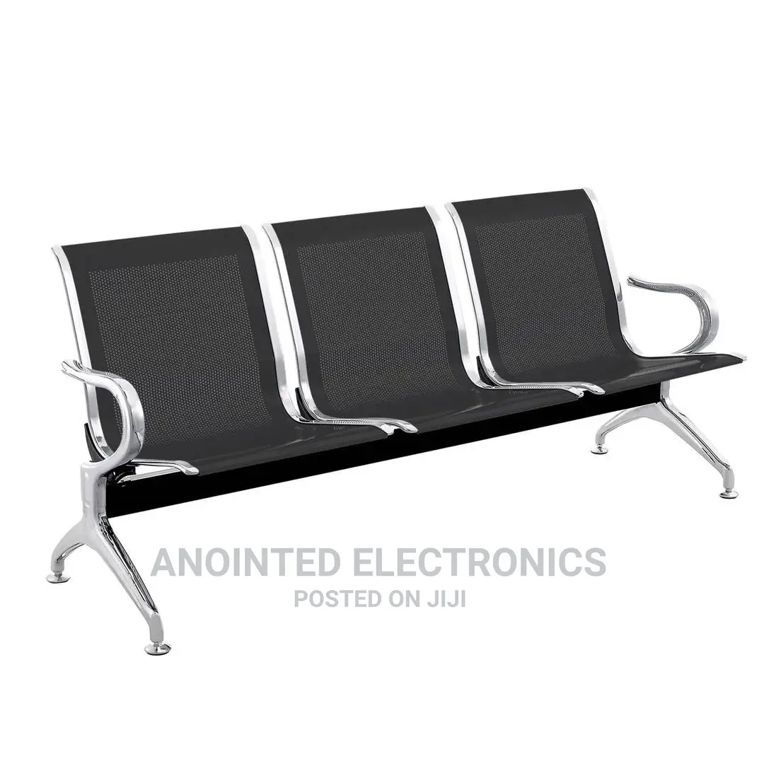 Waiting Chair Black Three Seaters