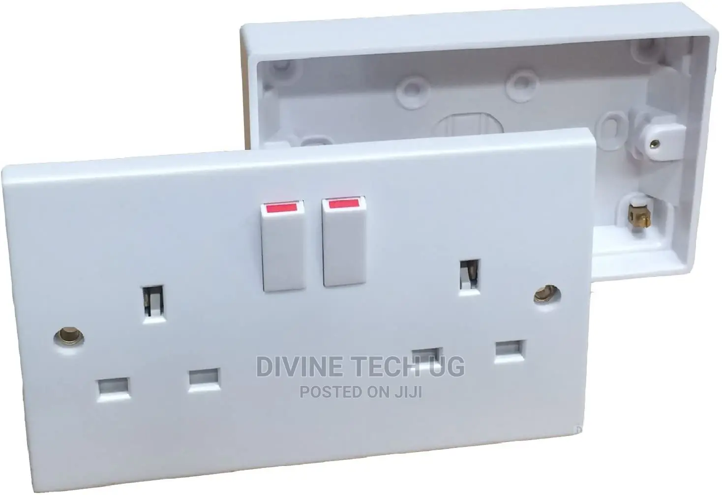 Double Wall Socket Back Box Pattress-Twin 2 Gang Switched