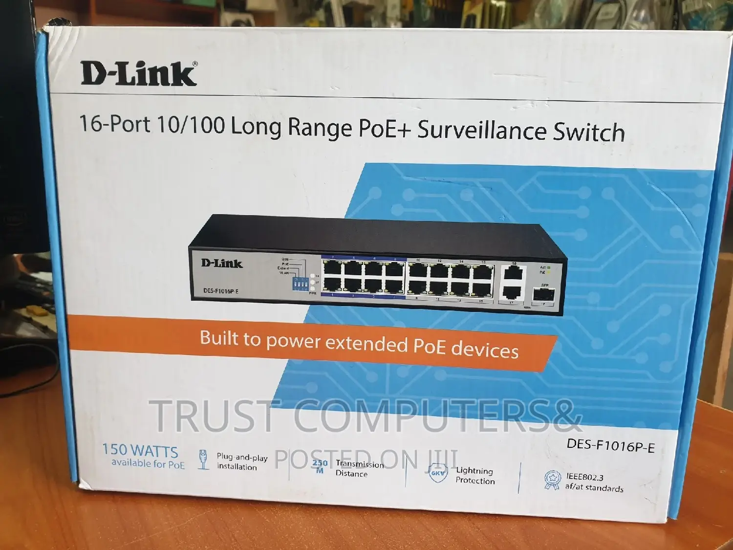 D-Link 16-Port Des-F1016p-E Poe Surveillance Switch