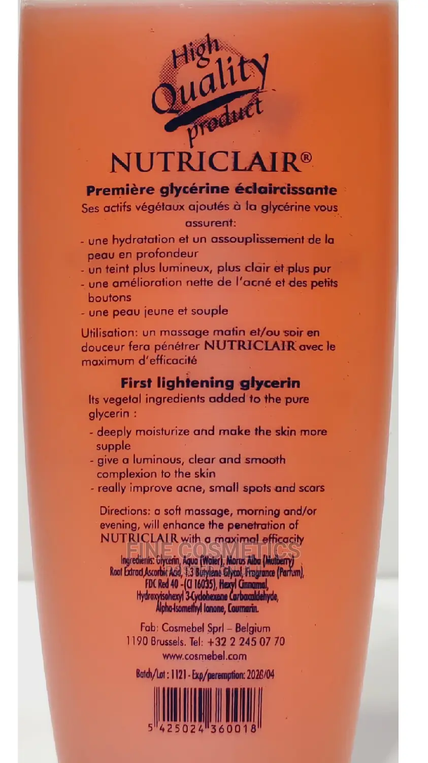 ORIGINAL Nutriclair Lightening Glycerine 8.5 Oz/250ml