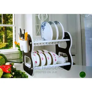 2-Tier Dish Rack With Spoon and Knife Pocket
