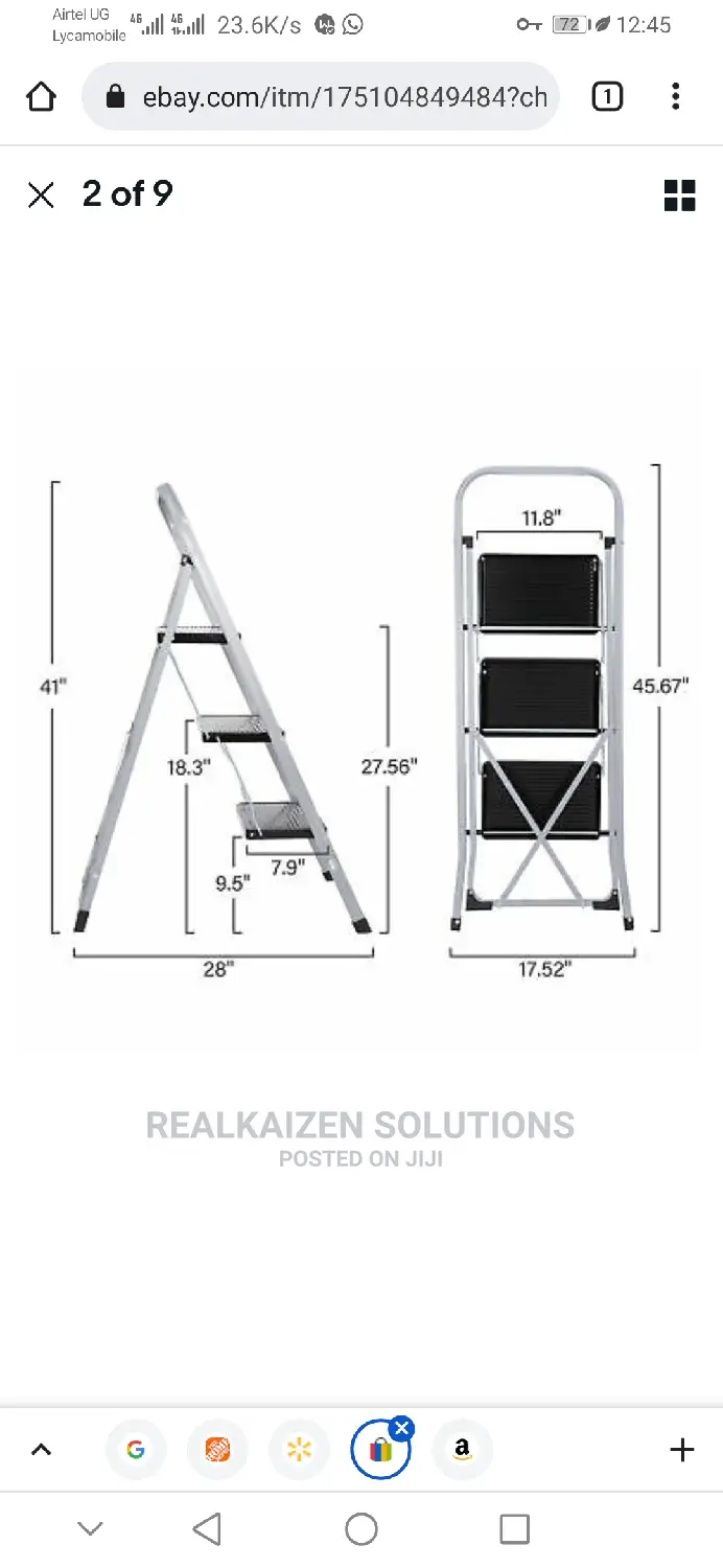 Portable 2 3 4 Step Foldable Anti Slip 150kg Steel Ladder