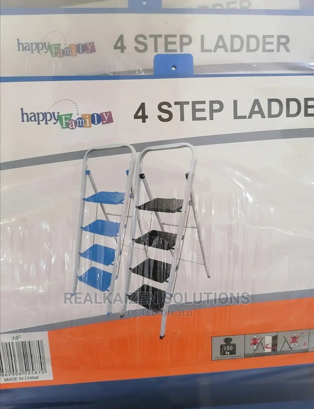 Portable 2 3 4 Step Foldable Anti Slip 150kg Steel Ladder