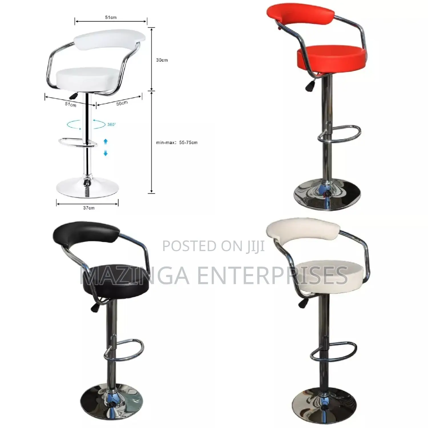 Kitchen and Bar Counter Adjustable Height Aluminum Chairs