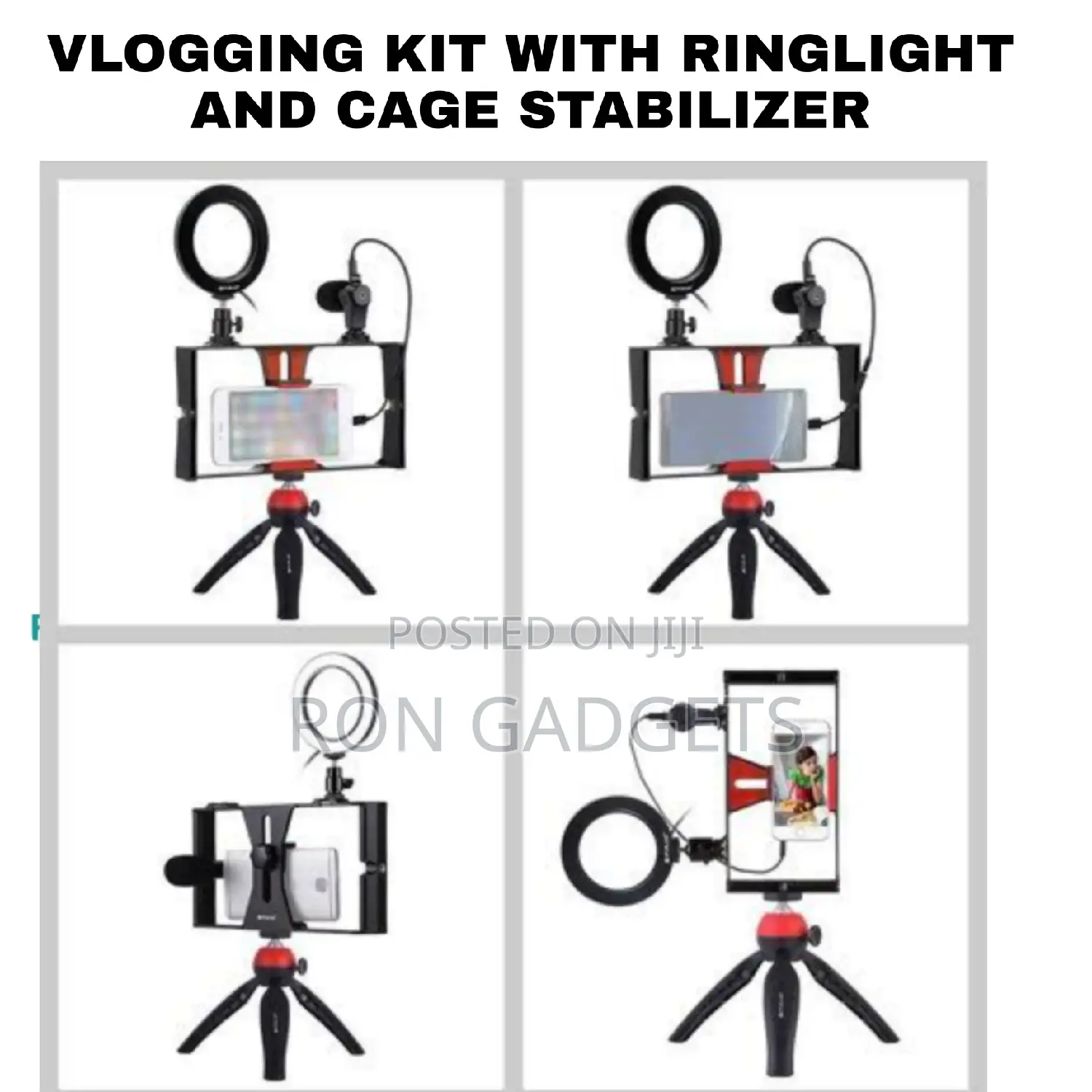 Vlogging Kit With Ringlight and Cage Stabilizer