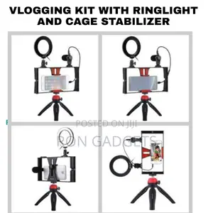 Vlogging Kit With Ringlight and Cage Stabilizer