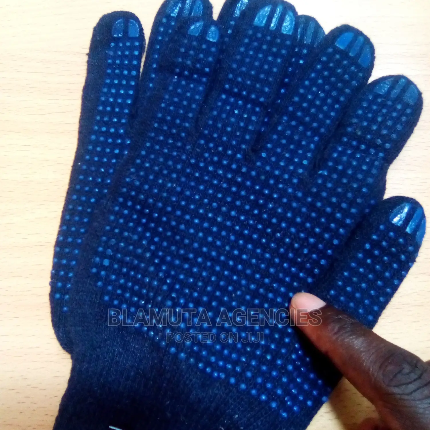Dotted Cotton Gloves (Blue