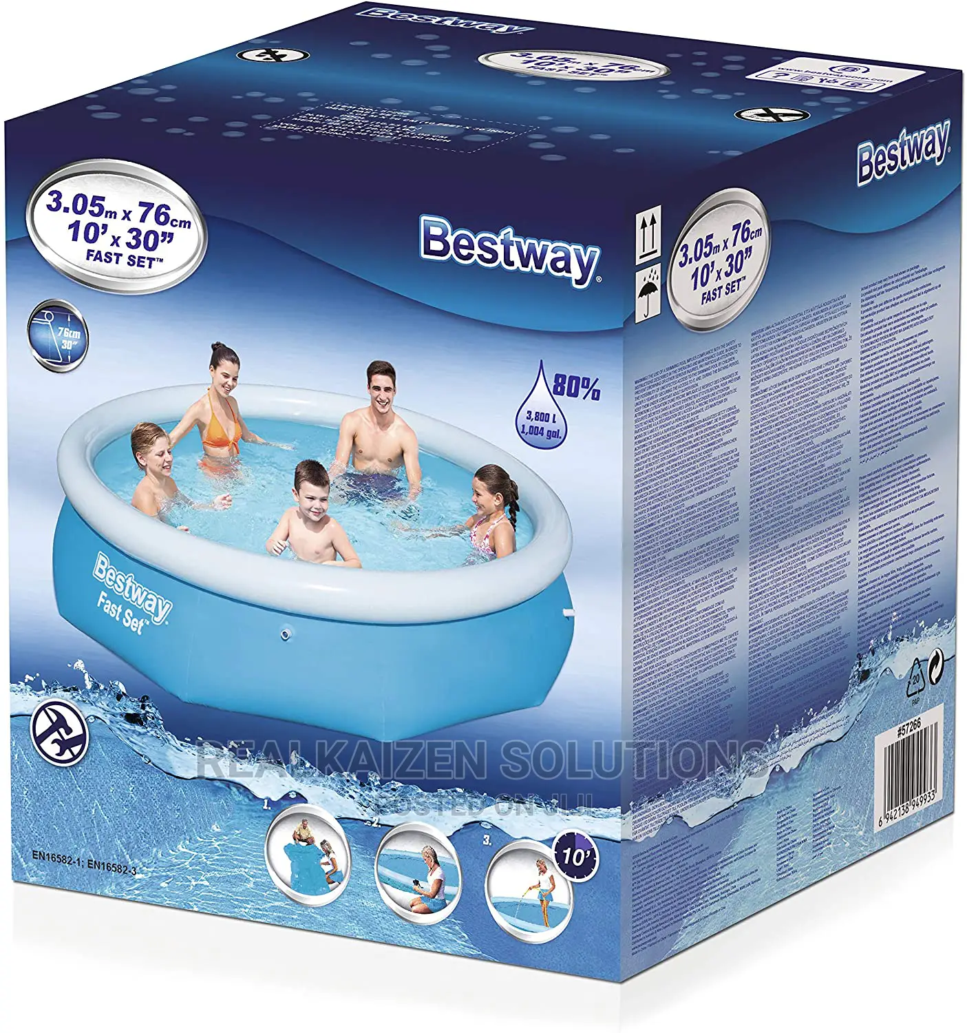 BESTWAY Round Fast Set Family Swimming Pool 3.05mx76cm