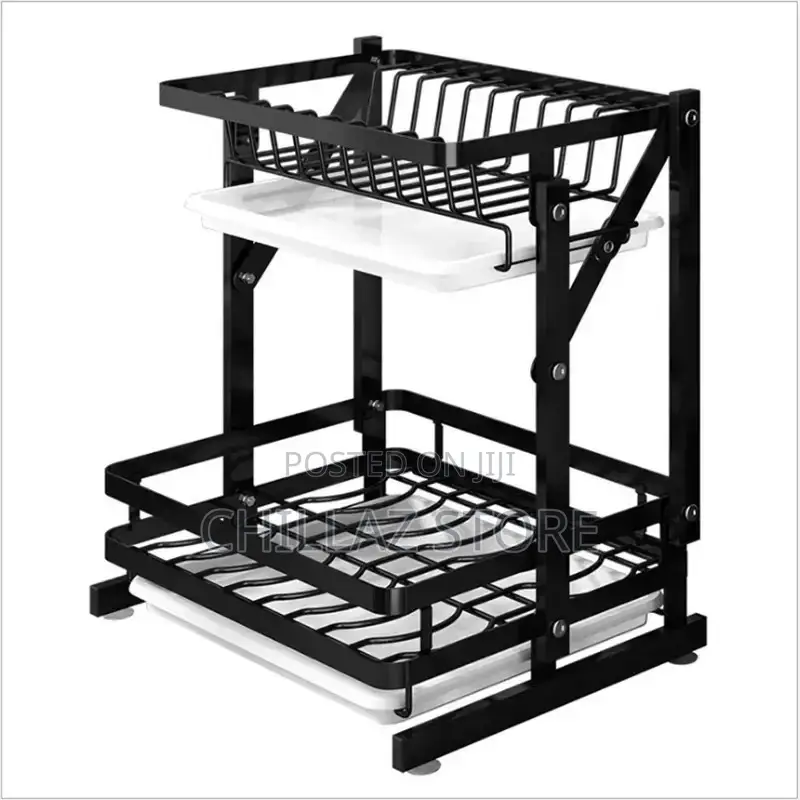 2tier Dish Rack With Spoon and Knife Pocket