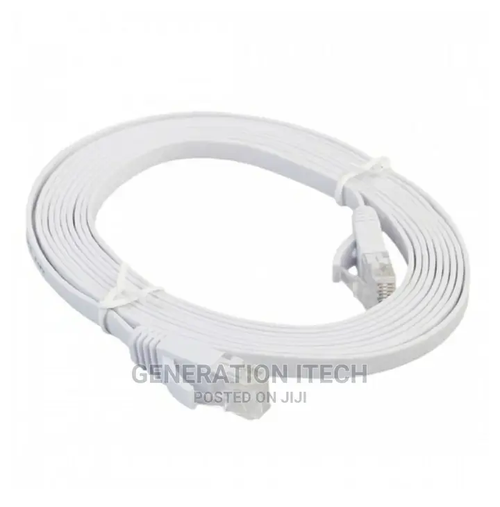 2M Cat 6 Ethernet Cable - Flat - RJ45 - White