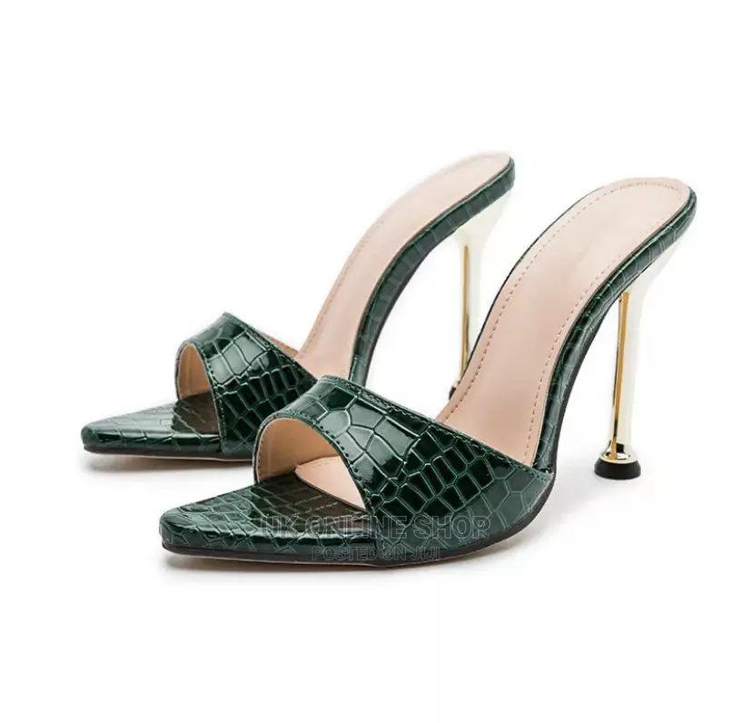 Women Snake Print Slippers Strappy High Heel Sandals