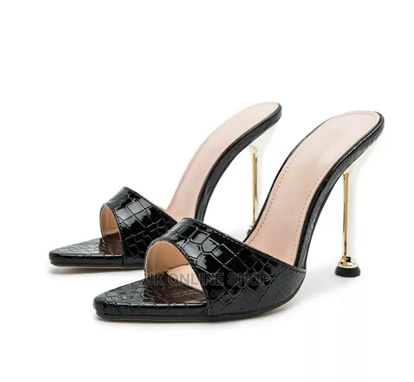 Women Snake Print Slippers Strappy High Heel Sandals