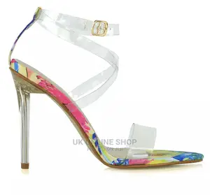 Womens High Heel Perspex Sandals Ladies Buckle Strap Clear