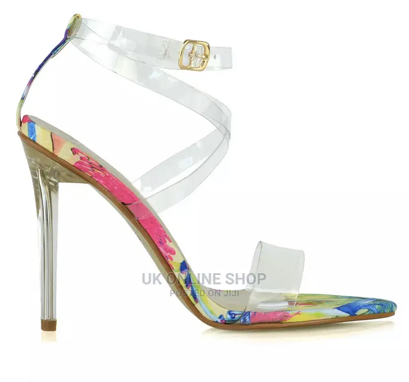Womens High Heel Perspex Sandals Ladies Buckle Strap Clear