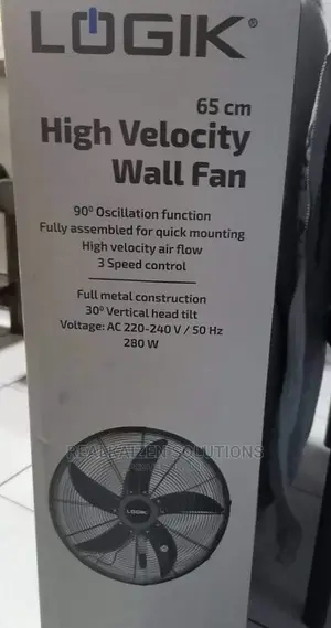LOGIK 65cm High Velocity Heavy Duty Industrial Wall Fan 280W