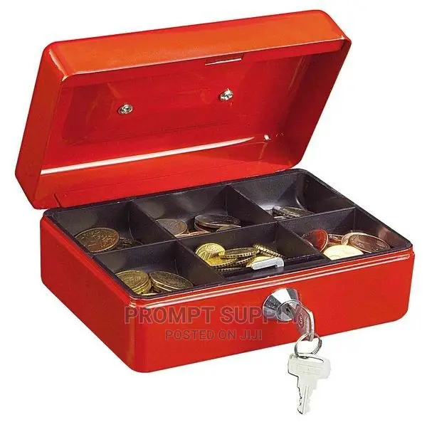 10 Inch Cash Box With Coin Separator Tray-Red