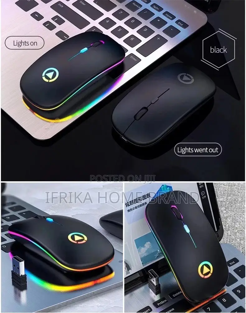 Wireless Rechargeable RGB Gaming Mouse 2.4G for Pc Laptop