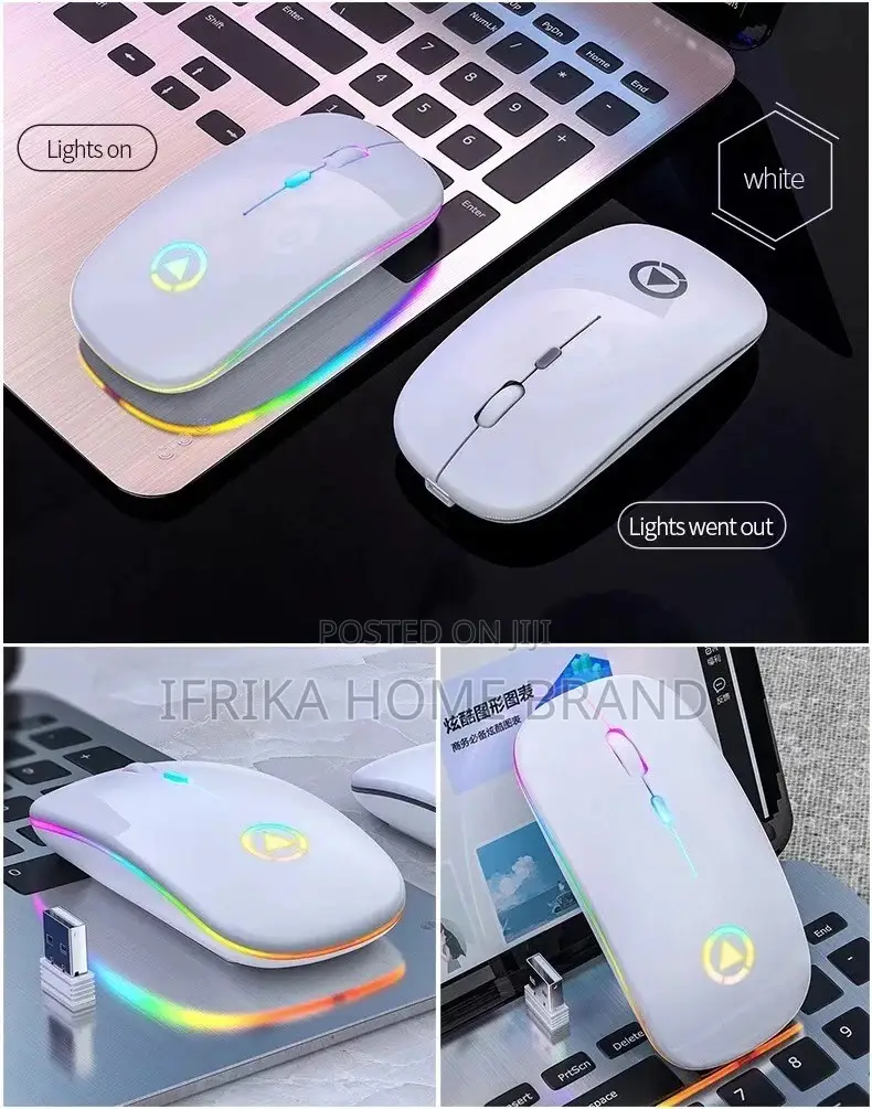 Wireless Rechargeable RGB Gaming Mouse 2.4G for Pc Laptop