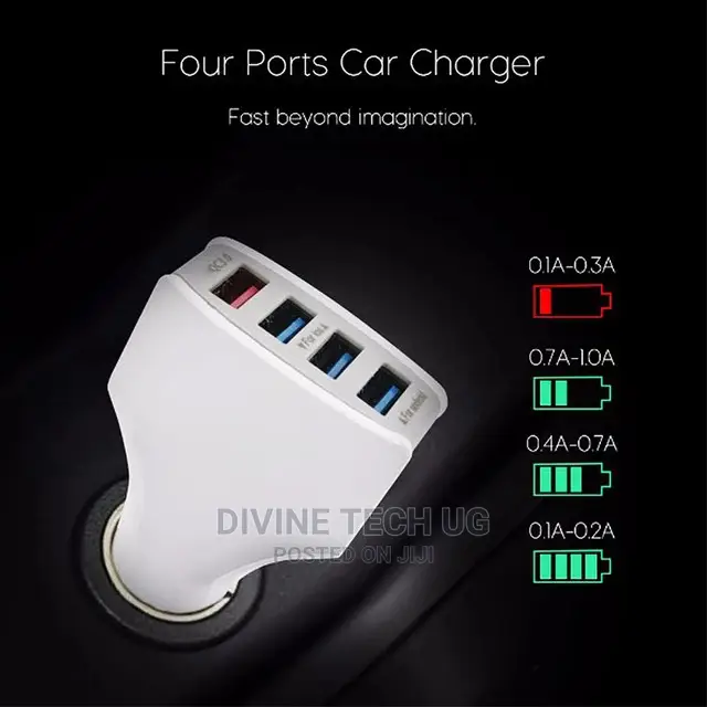 Super Fast Car Charger- 4 Usb Ports