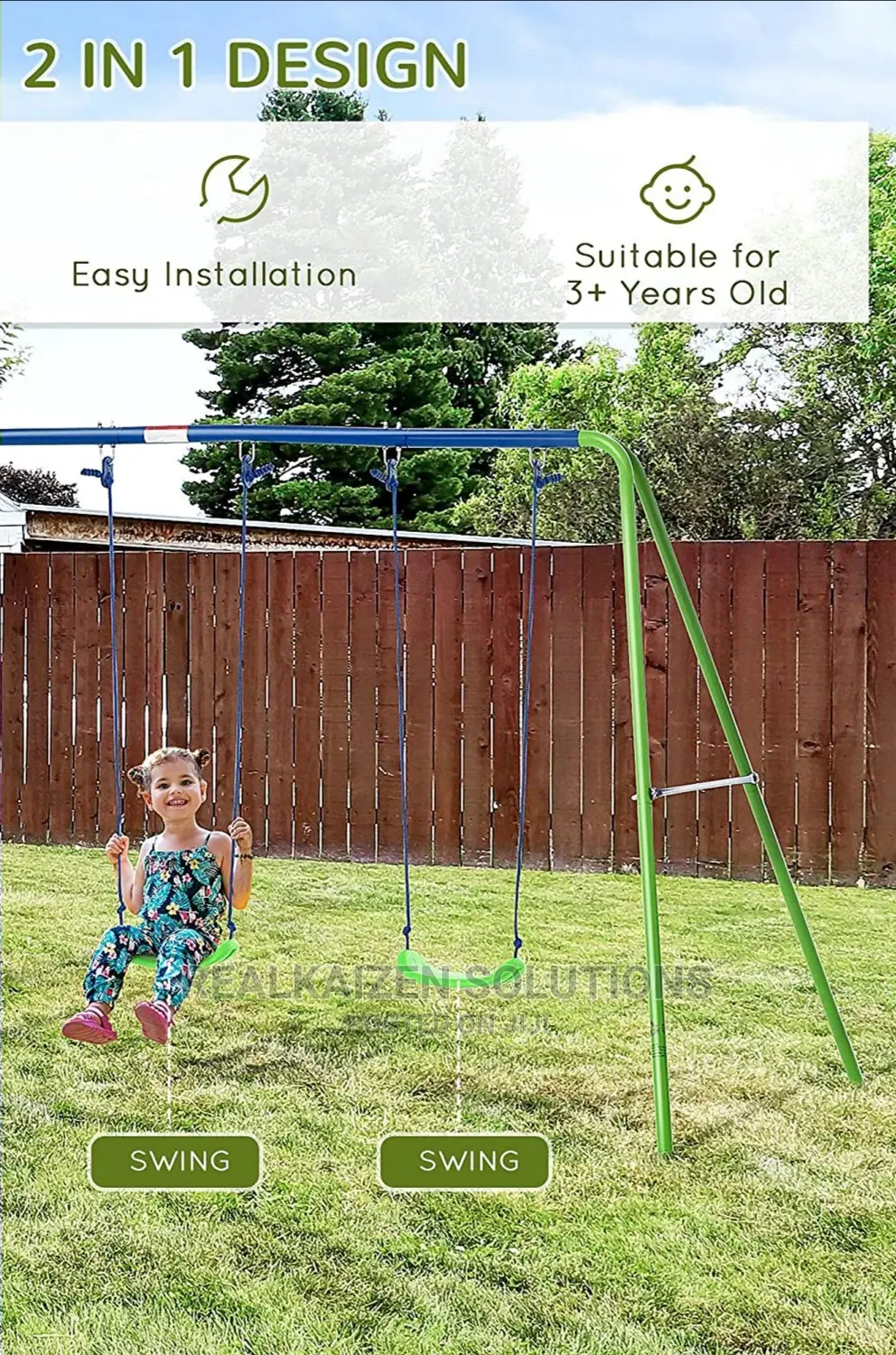 BOUNCEPRO Outdoor Playground Double Kid Swing Set
