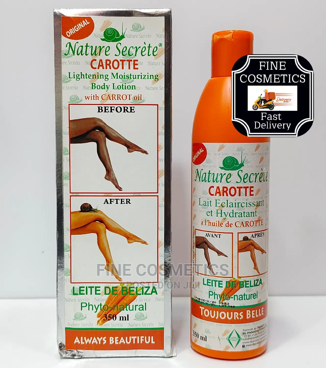 Nature Secret Carrot Set of Lotion, Cream, Soap, Oil + Tube