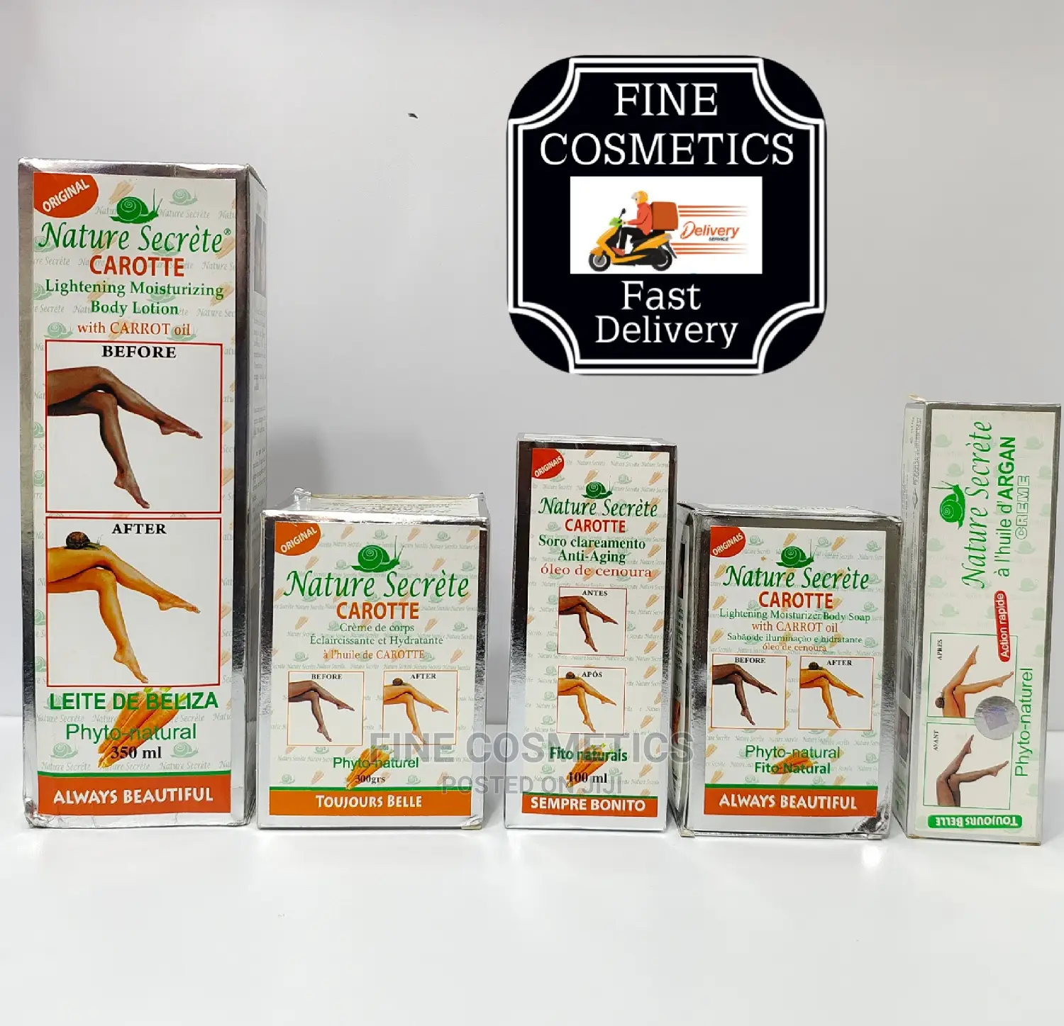 Nature Secret Carrot Set of Lotion, Cream, Soap, Oil + Tube