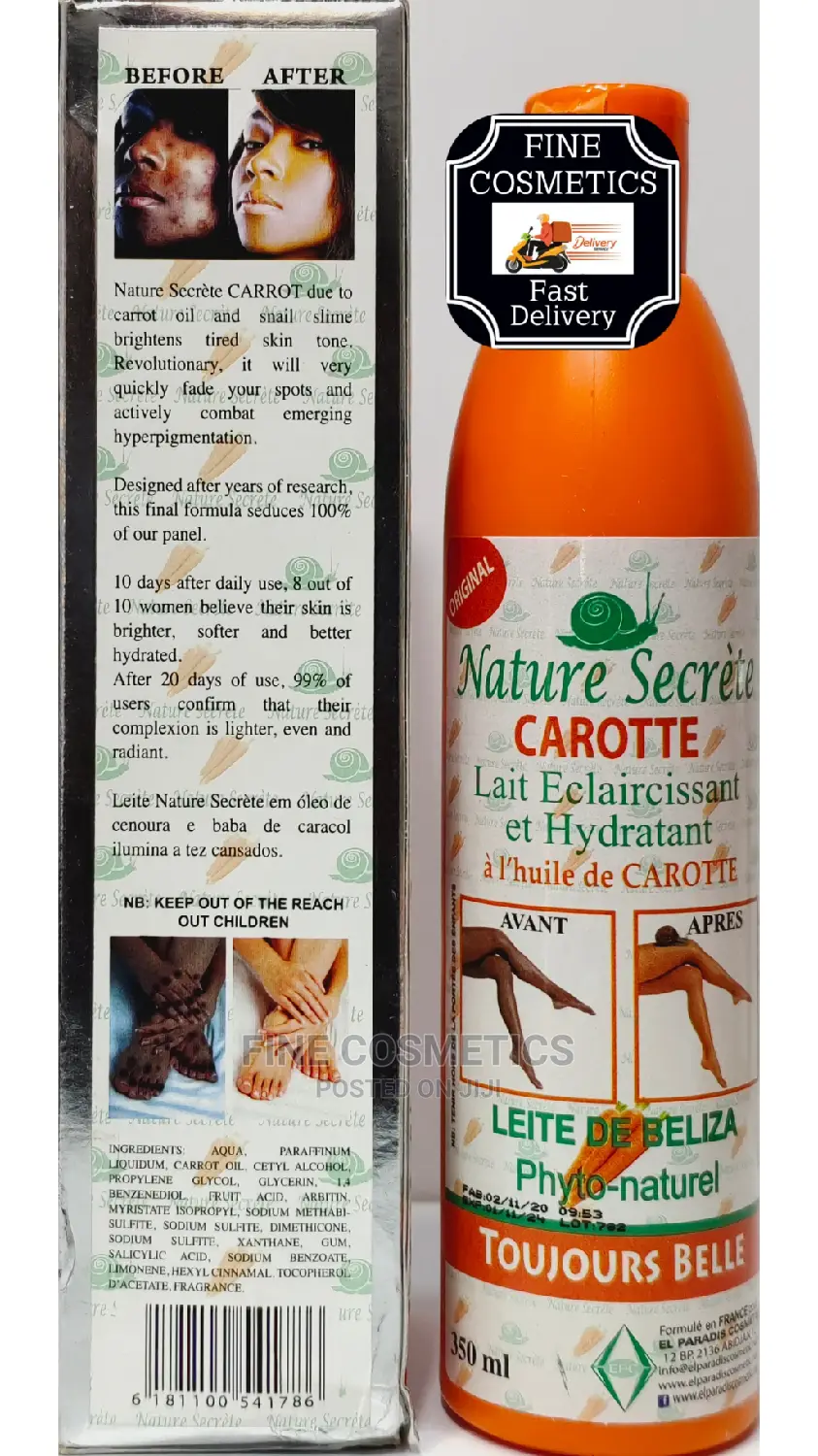 Original Nature Secret Carott Lotion With Pure Carrot Oils.