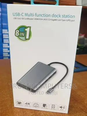 Type C 8 in 1 Hub With Lan, Vga, Hdmi, Type C
