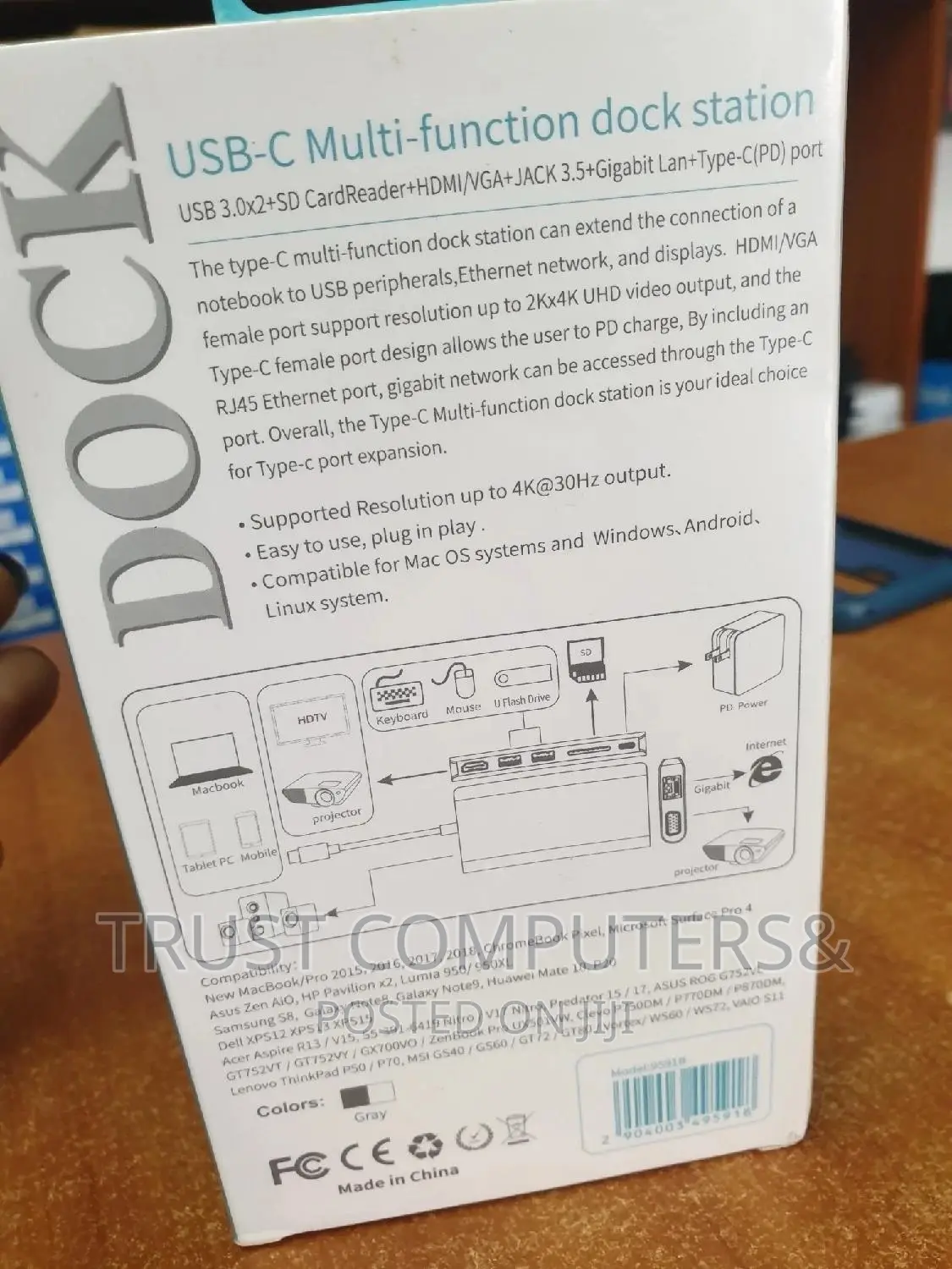 Type C 8 in 1 Hub With Lan, Vga, Hdmi, Type C