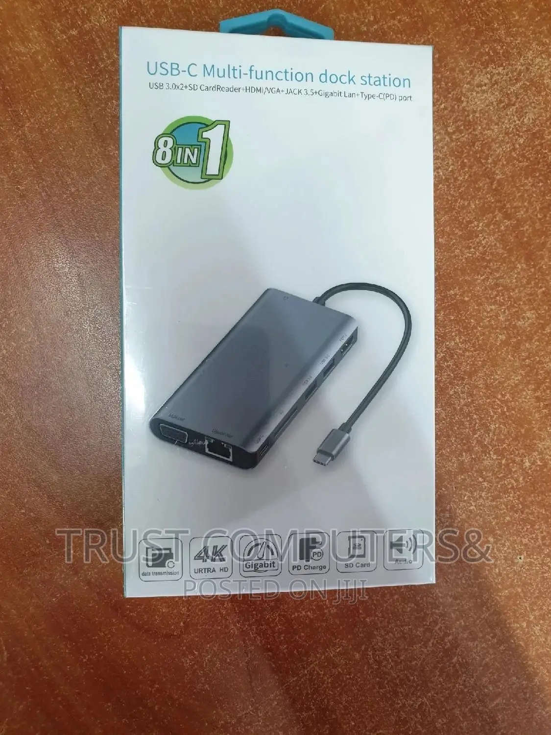 Type C 8 in 1 Hub With Lan, Vga, Hdmi, Type C