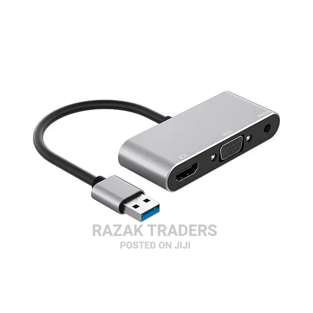 3in1 Metal USB to Hdmi-Compatible VGA Converter 1080P