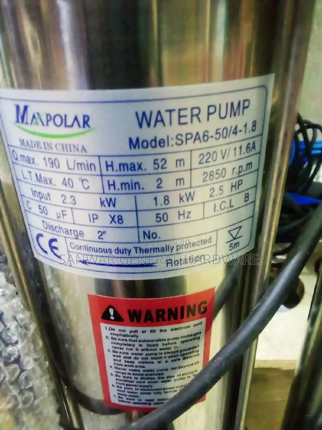 Sewage Water Pumps (52m)