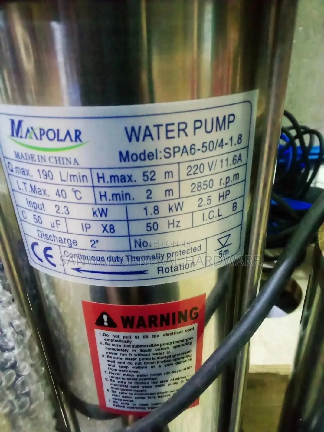 Sewage Water Pumps (52m)