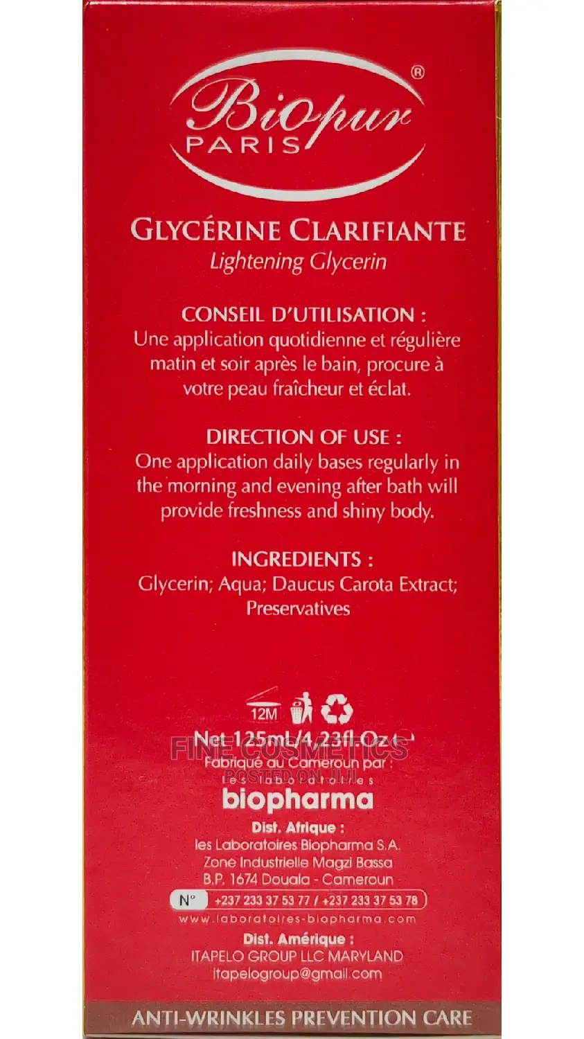 BIOPUR Quick Lightening Glycerin With Carrot Extracts