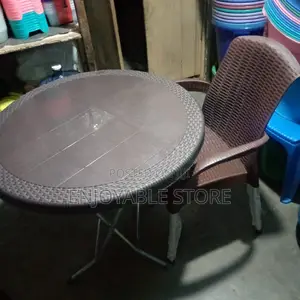 Plastic Set of Foldable Round Table and Chairs