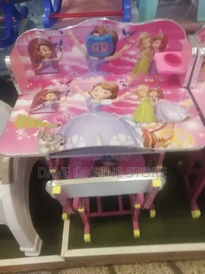 Girls Cartoon Study Table and Chair