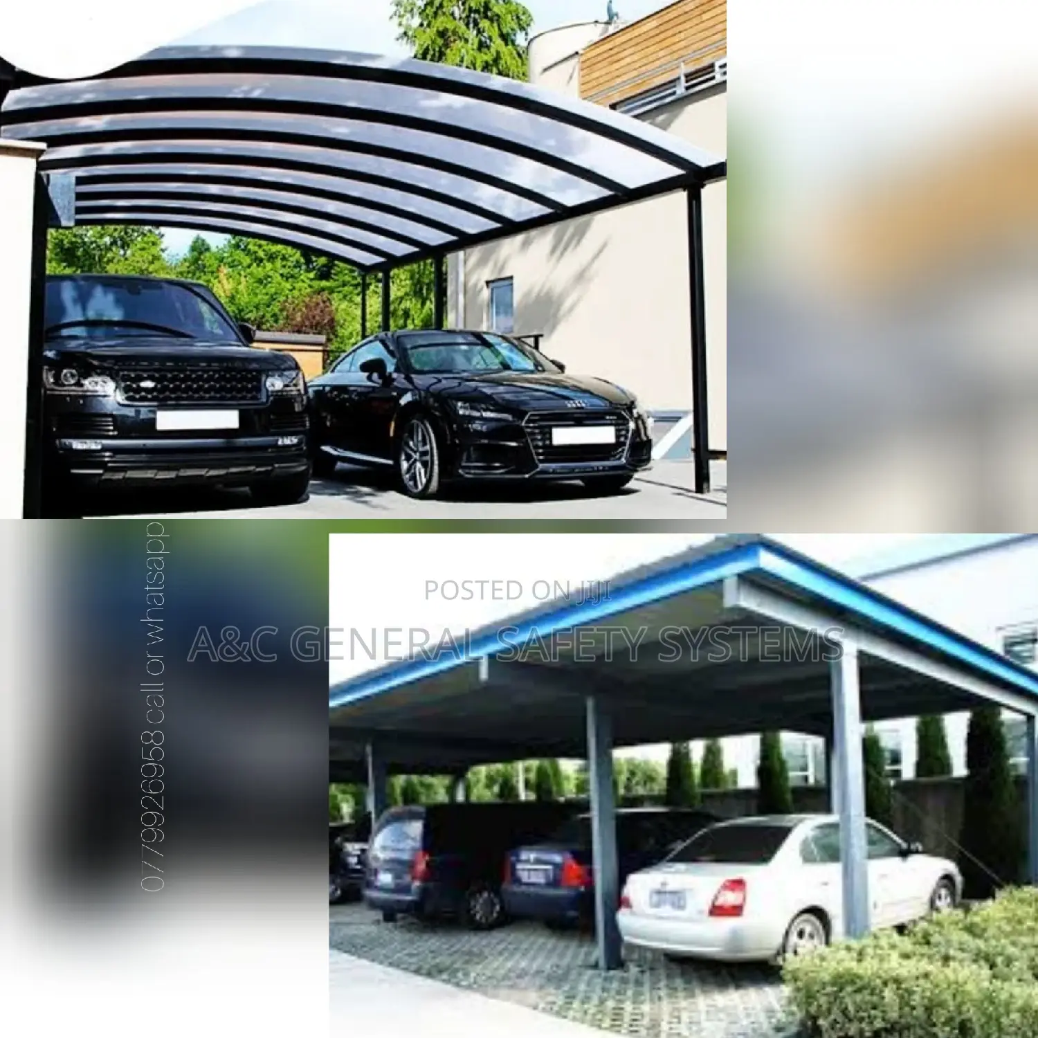2cars Fiber Transparent Pargolar Car Shade Parking Durable