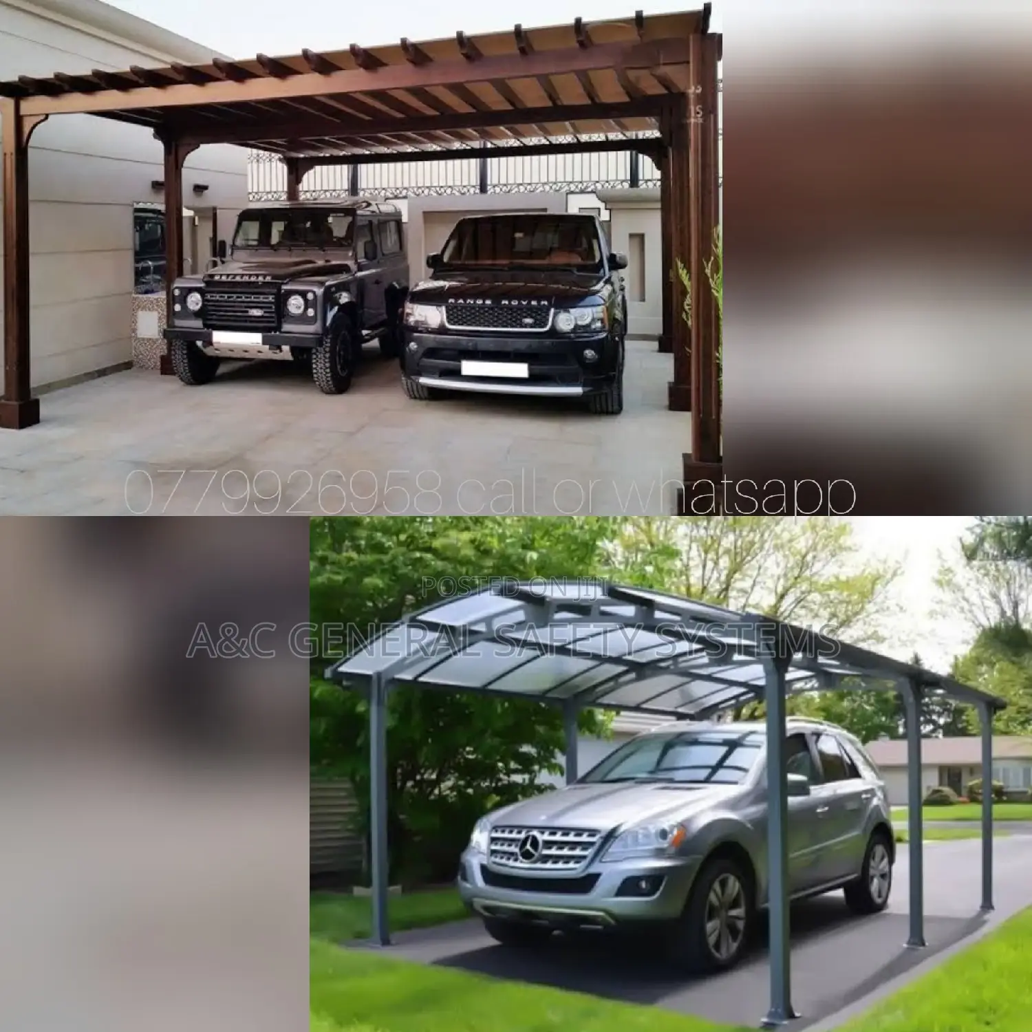 2cars Fiber Transparent Pargolar Car Shade Parking Durable
