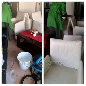 White Sofa Cleaning in Progress
