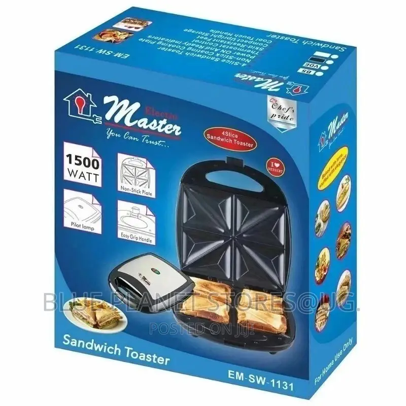 Electro Master 4 Slice Sandwich Maker || 1500w || EM_SW_1131