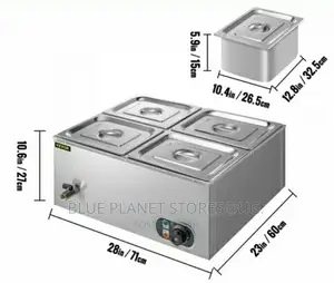 Commercial 4-pan Electric Bain Marie Food Warmers || 1200w