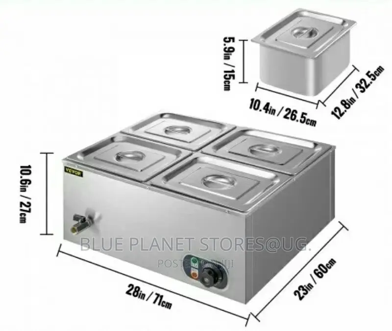 Commercial 4-pan Electric Bain Marie Food Warmers || 1200w