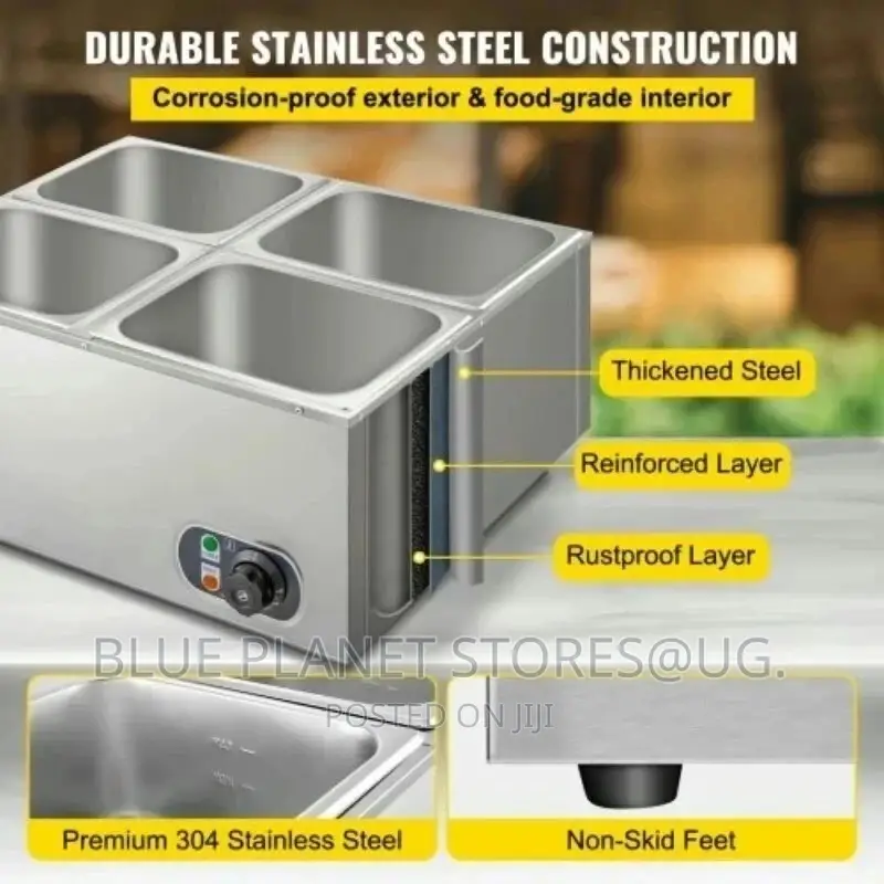 Commercial 4-pan Electric Bain Marie Food Warmers || 1200w