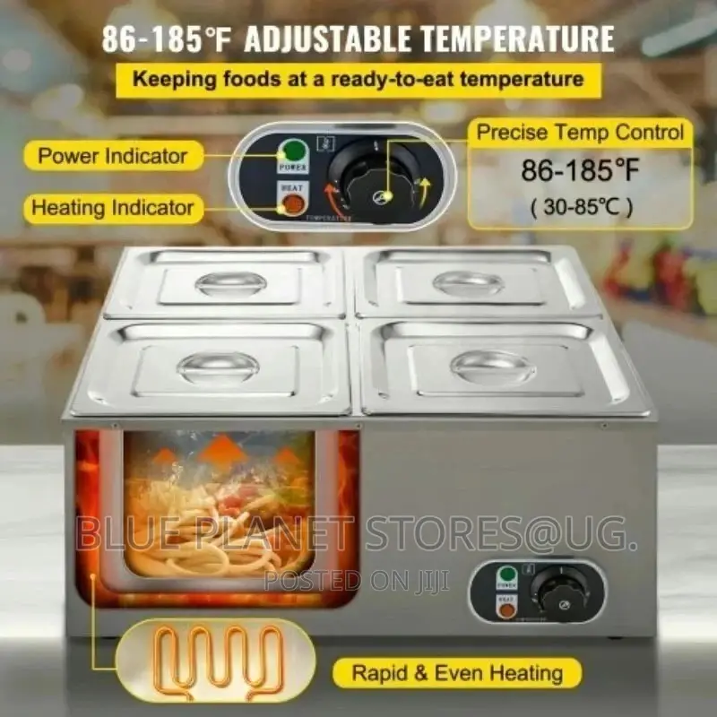 Commercial 4-pan Electric Bain Marie Food Warmers || 1200w